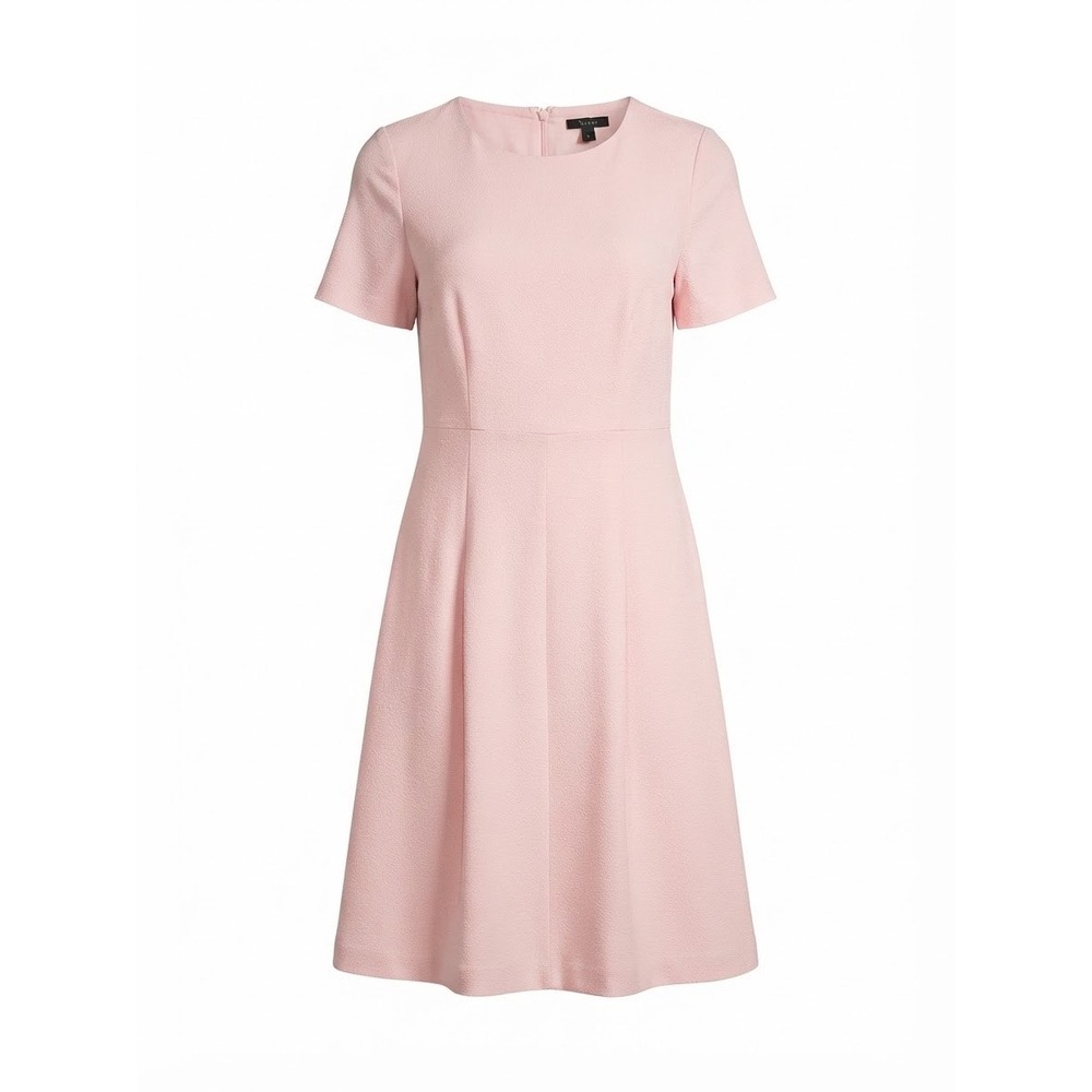 Fit and Flare Dress Women 8 Pink Short Sleeve Textured New